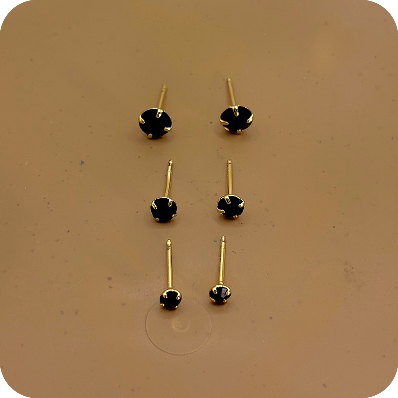 Brinco Kit Trio Pedras Preta